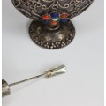 sticluta tibetana pentru tutun de prizat. argint & pietre naturale. Nepal cca 1900